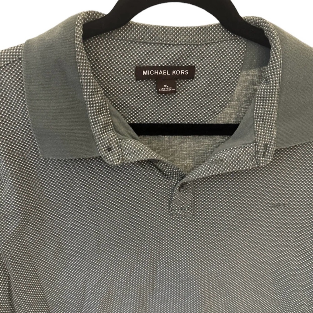 MICHAEL KORS GREEN XL 100% COTTON STRETCH POLO SHIRT White Spots
